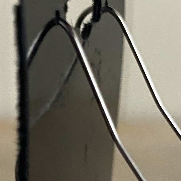 Silver Tone Hammered Design Dangle Double Disk Pierced Earrings. - Picture 4 of 5